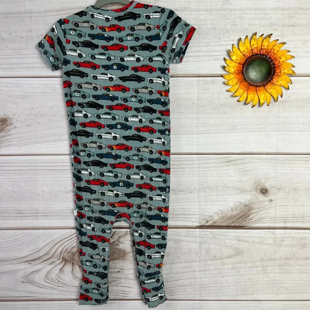 Posh Peanut Vintage Race Car Bamboo Viscose Short Sleeve Romper 18-24 Months